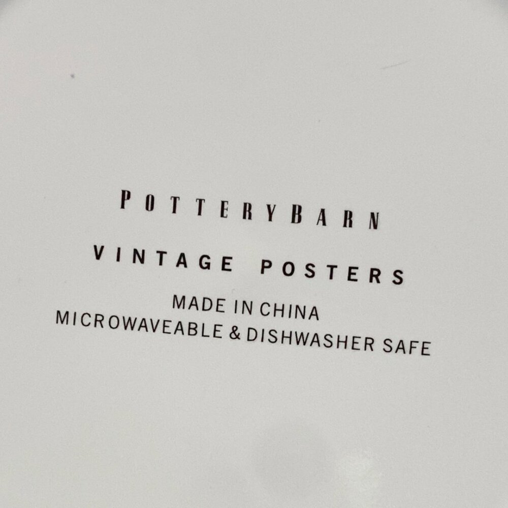 Pottery Barn  VINTAGE POSTERS Set of 4 Plates Canape Cocktail 8"  Appetizer - Picture 8 of 8
